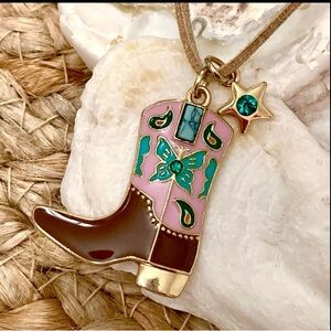 She Shines Country Boot Suede Necklace